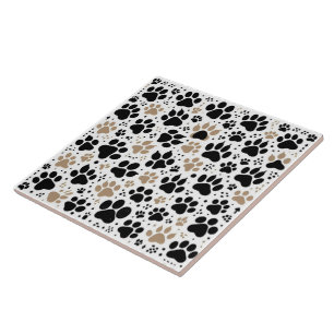 Magical land of abstract art coloured dog paw prin ceramic tile