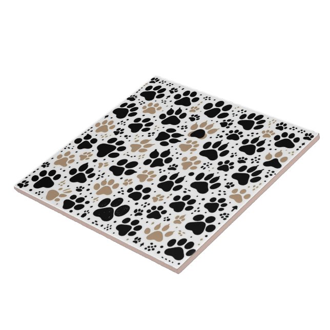 Magical land of abstract art coloured dog paw prin ceramic tile (Side)