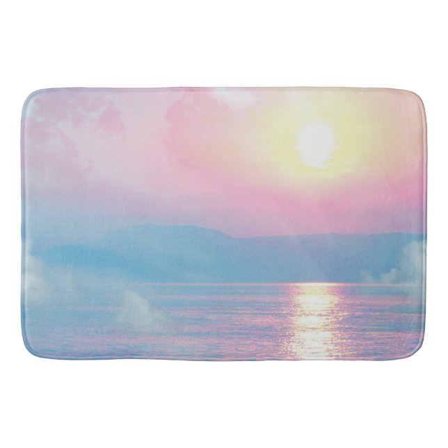 Magical landscape in pink sunset    bath mat (Front)