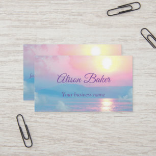 Magical landscape in pink sunset business card