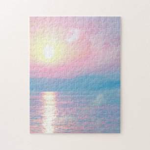 Magical landscape in pink sunset jigsaw puzzle