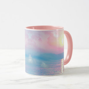 Magical landscape in pink sunset mug