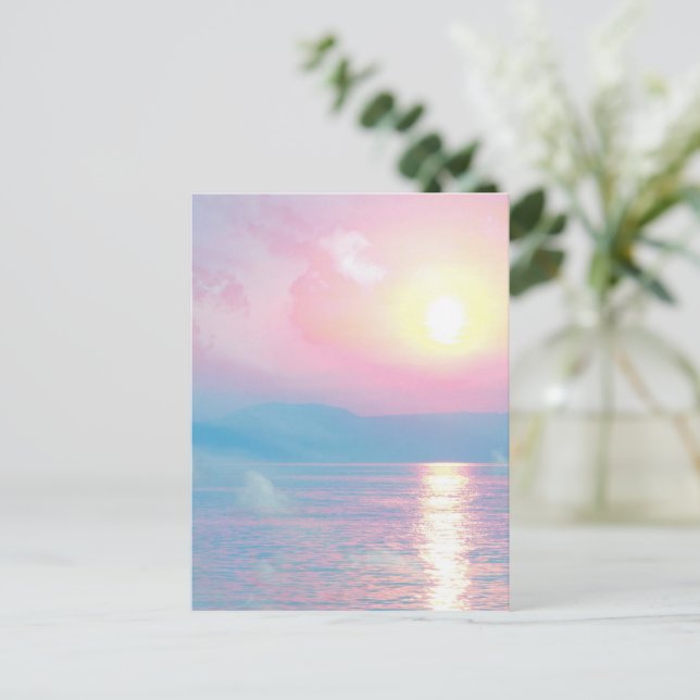 Magical landscape in pink sunset    postcard (Standing Front)
