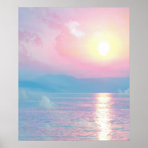 Magical landscape in pink sunset     poster