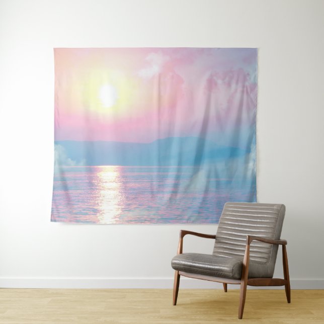 Magical landscape in pink sunset tapestry (In Situ (Horizontal))