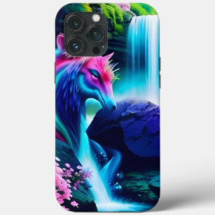 Magical Landscape Waterfall and Flowers Two iPhone 13 Pro Max Case