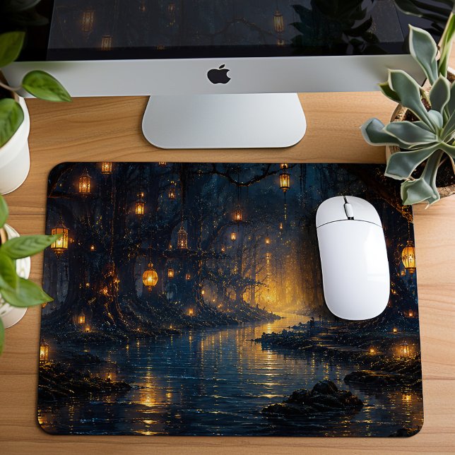 Magical Lantern Pathway Forest Art Mouse Pad (Creator Uploaded)