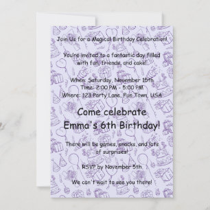 Magical Lavender Birthday Invitation for Kids