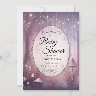 Magical Lavender Fairy Lights Baby Shower Invitation