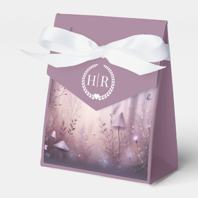 Magical Lavender Fairy Lights Wedding Favour Box (Front Side)