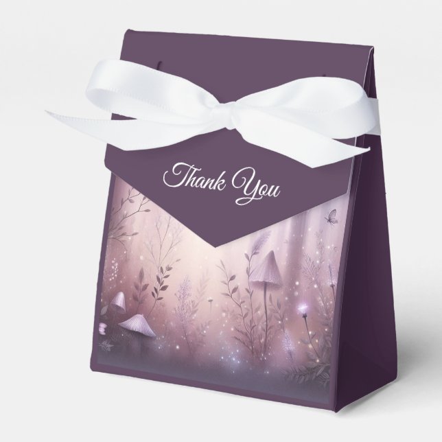 Magical Lavender Fairy Lights Wedding Favour Box (Front Side)