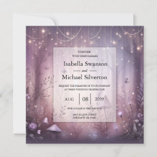 Magical Lavender Fairy Lights Wedding Invitation