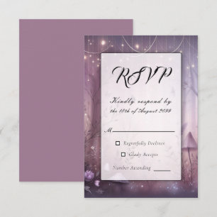 Magical Lavender Fairy Lights Wedding RSVP Card