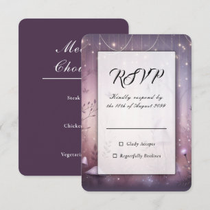 Magical Lavender Fairy Lights Wedding RSVP Card