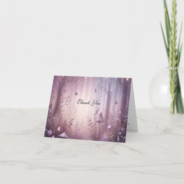 Magical Lavender Fairy Lights Wedding Thank You Card (Front)