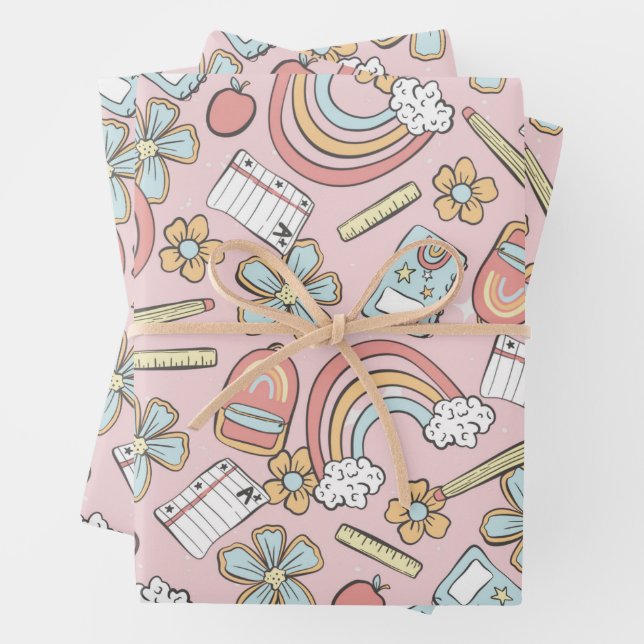 Magical Learning School Pattern Wrapping Paper Sheet (In situ)