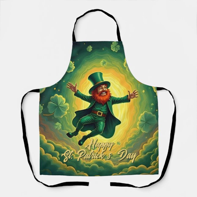 Magical Leprechaun St. Patrick’s Day Art Apron (Front)