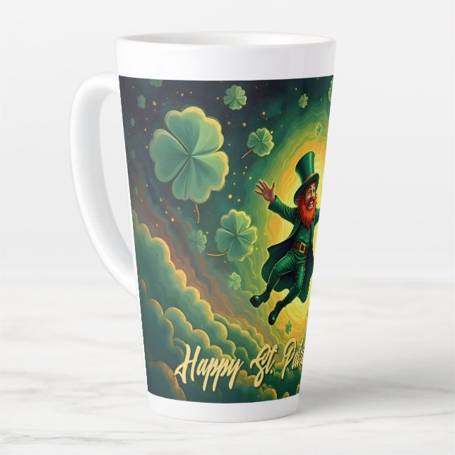 Magical Leprechaun St. Patrick’s Day Art Latte Mug (Left Angle)