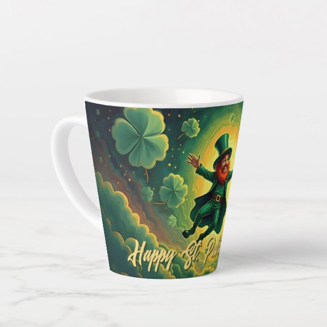 Magical Leprechaun St. Patrick’s Day Art Latte Mug (Left Angle)