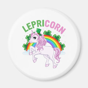 Magical Lepricorn Unicorn with Rainbow and Clovers Magnet