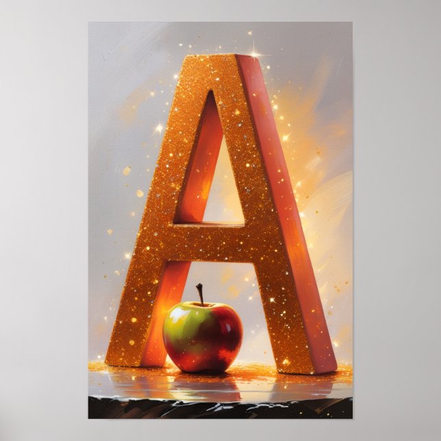 Magical Letter A Wall Art Poster for Kids Room  (Front)