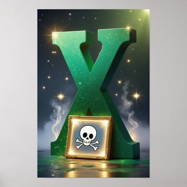 Magical Letter X Wall Art Poster for Kids Room (Front)