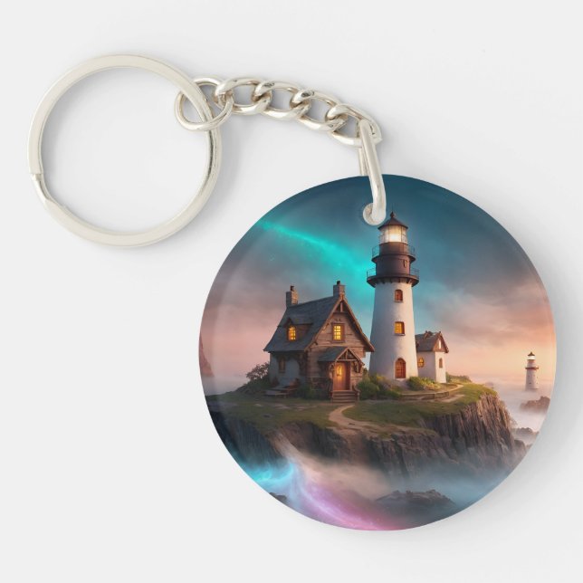 Magical Lighthouse Scene Key Ring (Front)