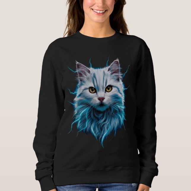 Magical Lightning Cat Cool Feline Fantasy Cute Kit Sweatshirt (Front)