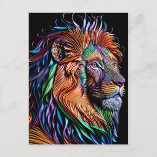 Magical Lion-Paper Quilling Style, Weirdcore Craft Postcard