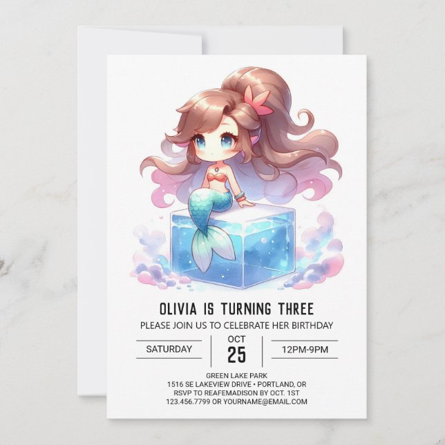 Magical Little Mermaid Birthday Invitation (Front)