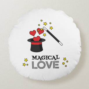 Magical Love - Black Round Cushion