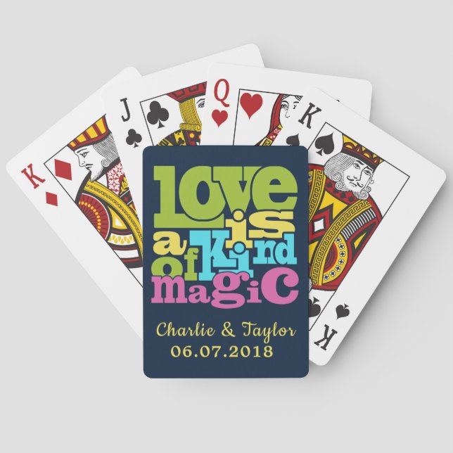 Magical Love custom names & date playing cards (Back)