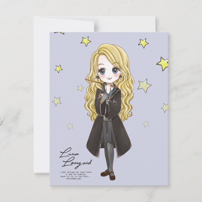 Magical Luna Lovegood Watercolor Card (Front)