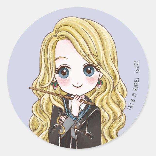 Magical Luna Lovegood Watercolor Classic Round Sticker (Front)