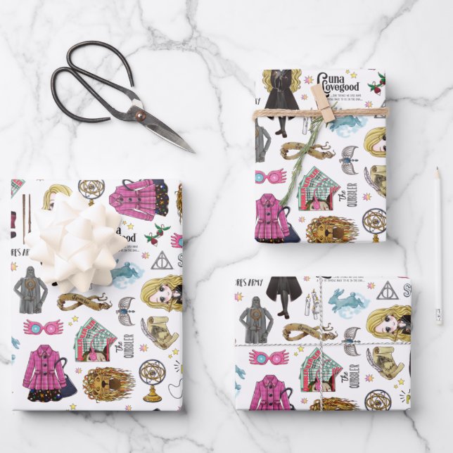 Magical Luna Lovegood Watercolor Wrapping Paper Sheet (Front)