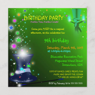 Magical Magicians Hat Birthday Party Invitation