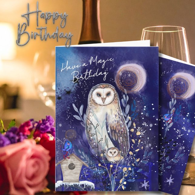 Magical Mama Baby Owl Birthday Card | Starry Night (Magical Mama Baby Owl Birthday Card  Starry Night)