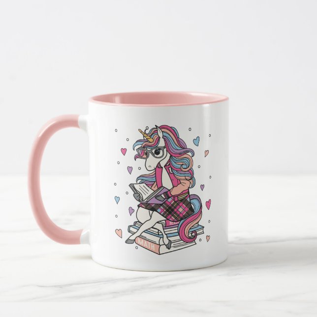 Magical Math Unicorn Cute Scholarly Reader Mug (Left)