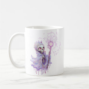 Magical melodies of the cute purple skeleton. coffee mug