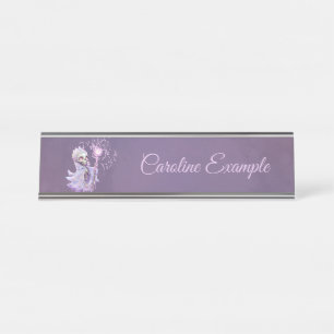Magical melodies of the cute purple skeleton. desk name plate