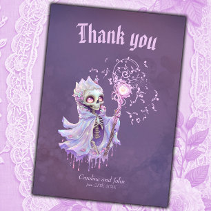 Magical melodies of the cute purple skeleton. thank you card
