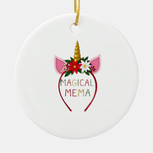 Magical Mema Unicorn Shirt Christmas Pajama Shirt Ceramic Ornament