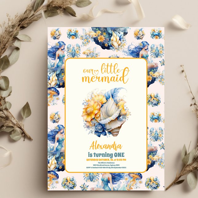 Magical Mermaid 1st Birthday Party Invitation (Creator Uploaded)