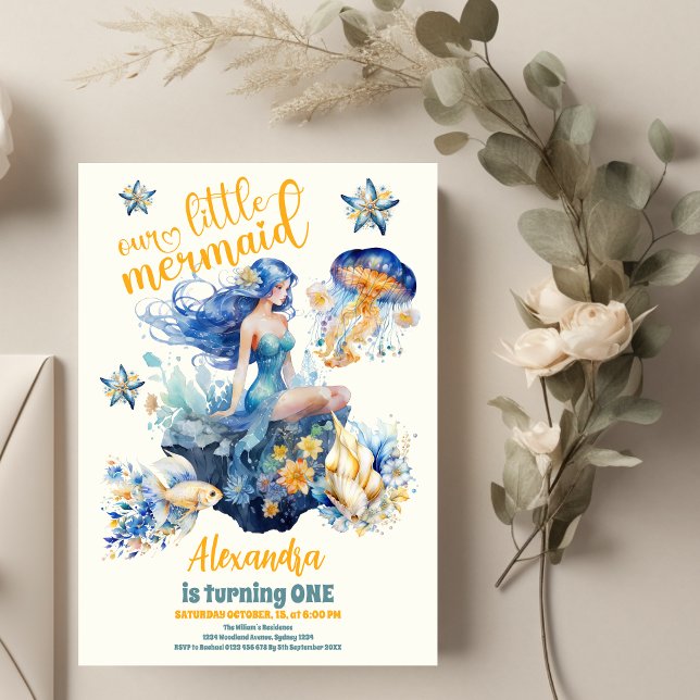 Magical Mermaid 1st Birthday Party Invitation (Creator Uploaded)