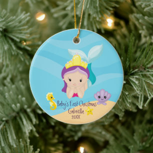 Magical Mermaid Baby's First Christmas Ceramic Ornament