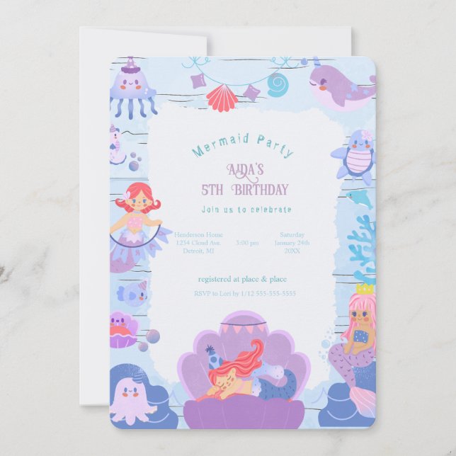Magical Mermaid Birthday Invitation (Front)