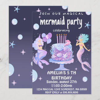 Magical Mermaid Birthday  Invitation
