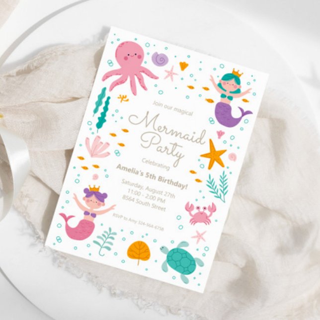 Magical Mermaid Birthday Invitation (Available for print AND instant digital download!)