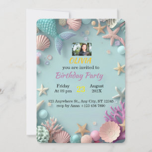Magical Mermaid Birthday Party Invitation Birthd