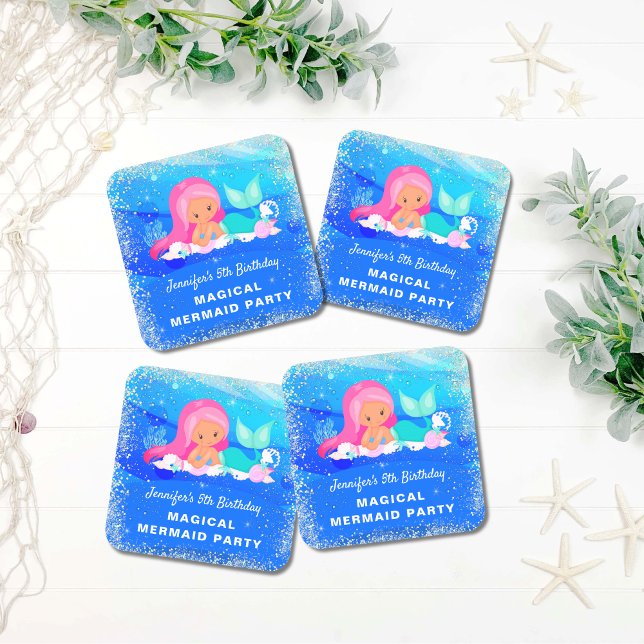 Magical Mermaid Birthday Square Sticker (Creator Uploaded)